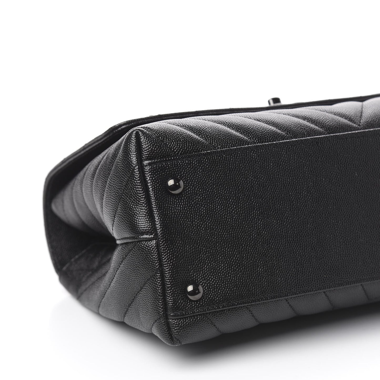 Caviar Chevron Quilted Small Coco Handle Flap So Black