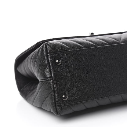 Chanel Caviar Chevron Quilted Small Coco Handle Flap So Black 9 of 12