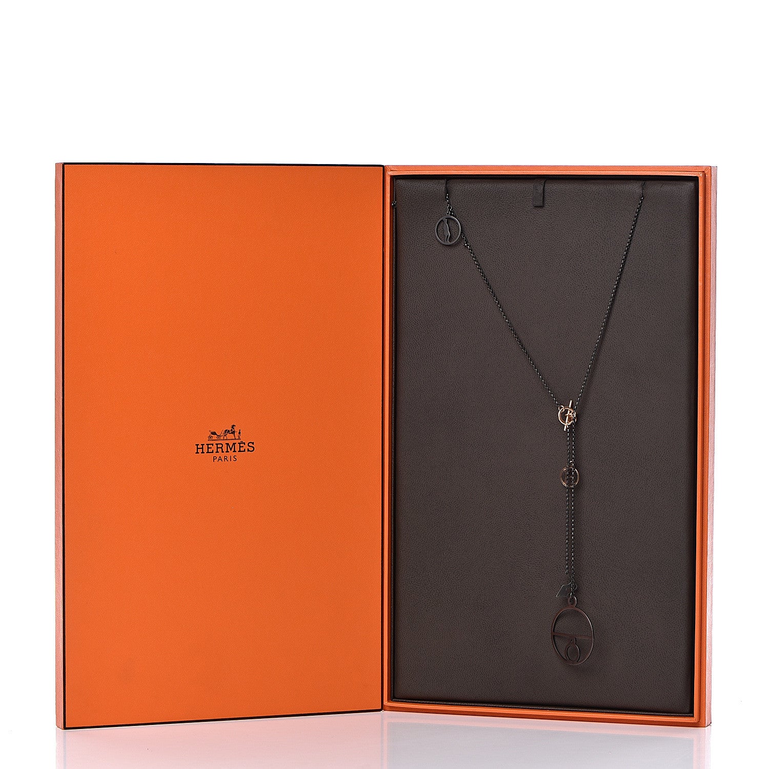 Hermes Sterling Silver 18K Rose Gold Crazy Calèche Lariat Necklace 8 of 8