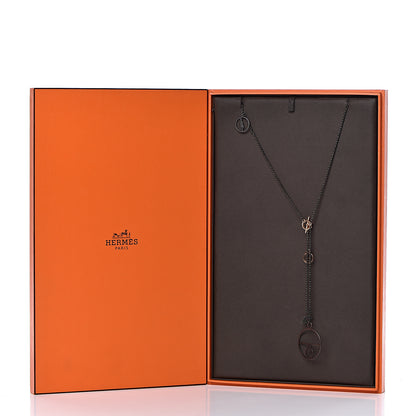 Hermes Sterling Silver 18K Rose Gold Crazy Calèche Lariat Necklace 8 of 8