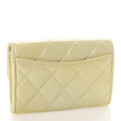 Chanel Cloudy Pearly Goatskin Quilted Flap Card Holder Wallet Light Yellow 3 of 10