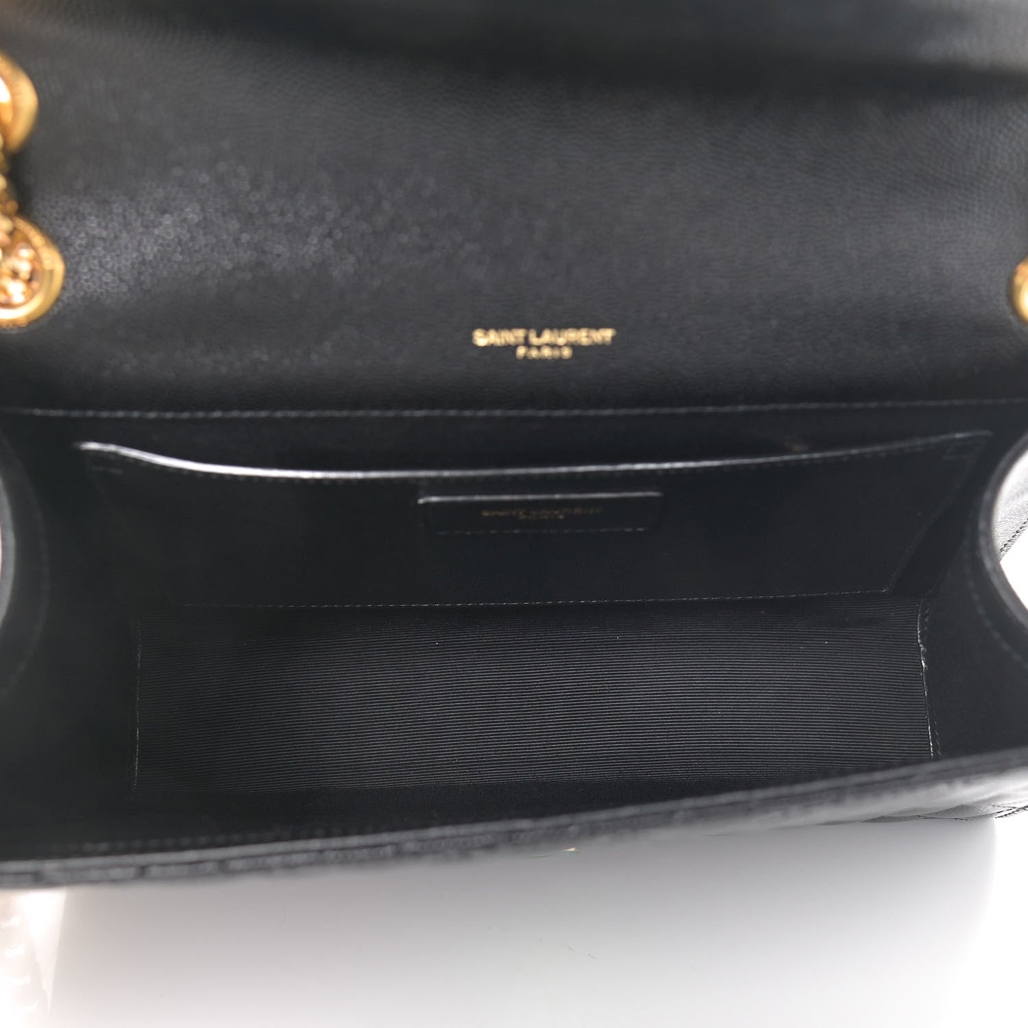 Saint Laurent Grain De Poudre Textured Mixed Matelasse Triquilt Medium Monogram Satchel Black 5 of 12