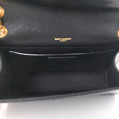 Saint Laurent Grain De Poudre Textured Mixed Matelasse Triquilt Medium Monogram Satchel Black 5 of 12