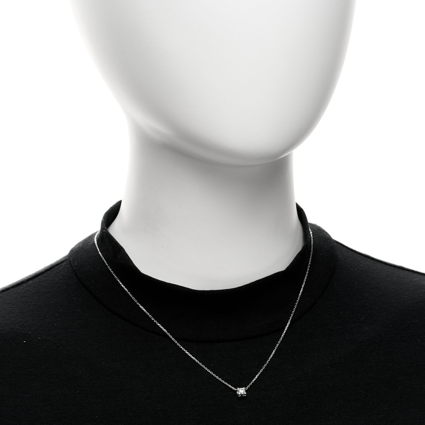 18K White Gold Diamond .23ct C De Cartier Pendant Necklace