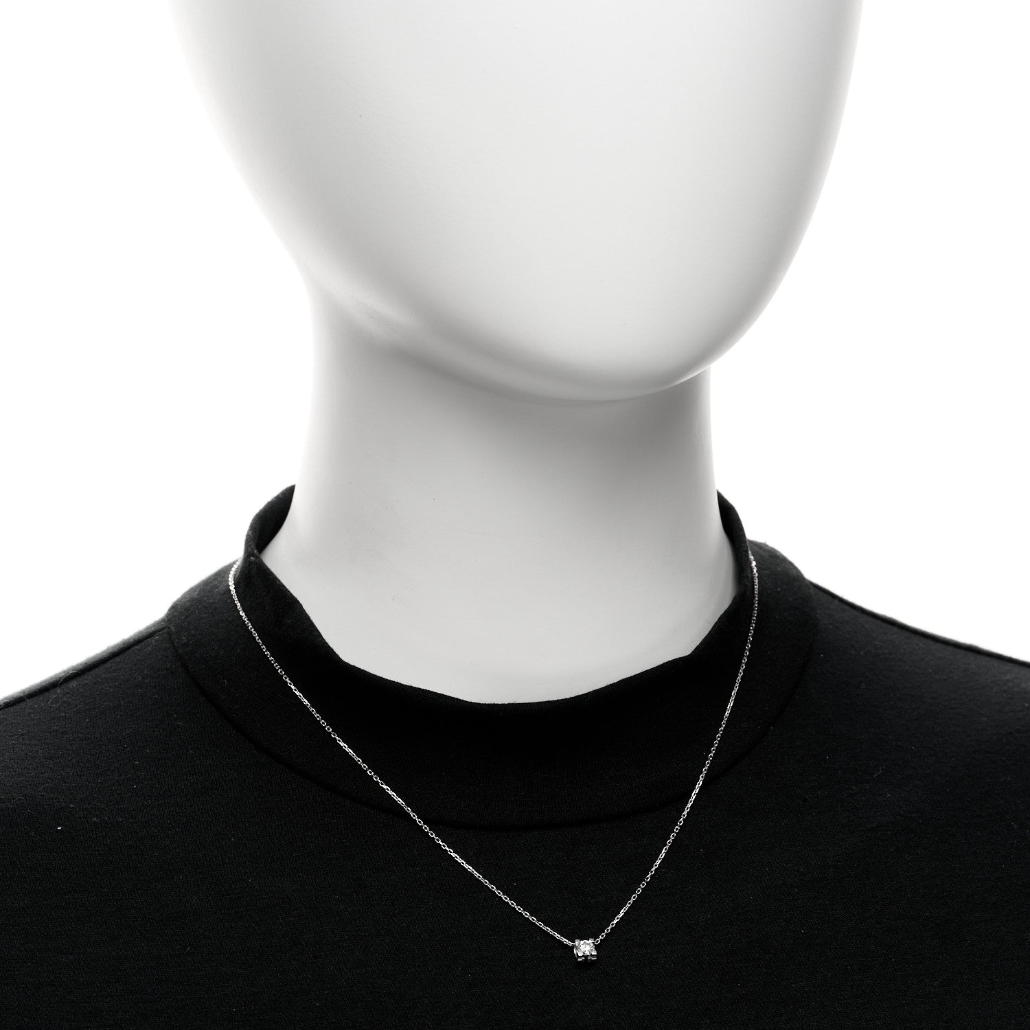 Cartier 18K White Gold Diamond .23ct C De Cartier Pendant Necklace 2 of 5