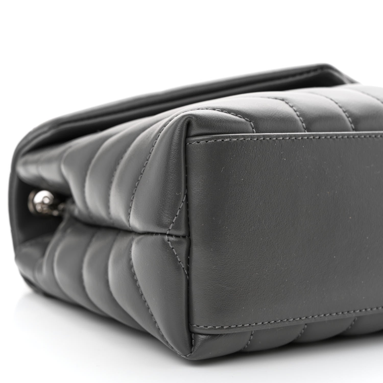 Saint Laurent Calfskin Y Quilted Monogram Small Loulou Chain Satchel Storm 9 of 10