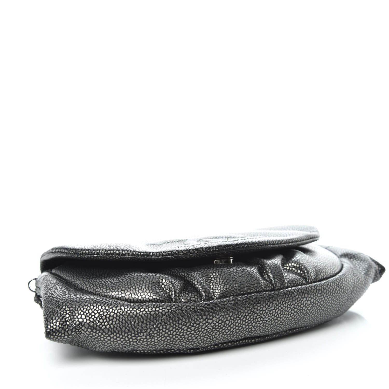 Chanel Metallic Caviar Half Moon Wallet On Chain WOC Dark Silver 4 of 11