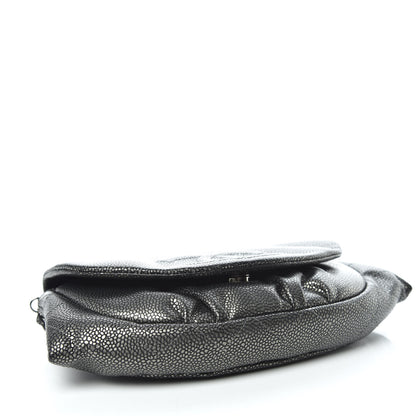 Chanel Metallic Caviar Half Moon Wallet On Chain WOC Dark Silver 4 of 11