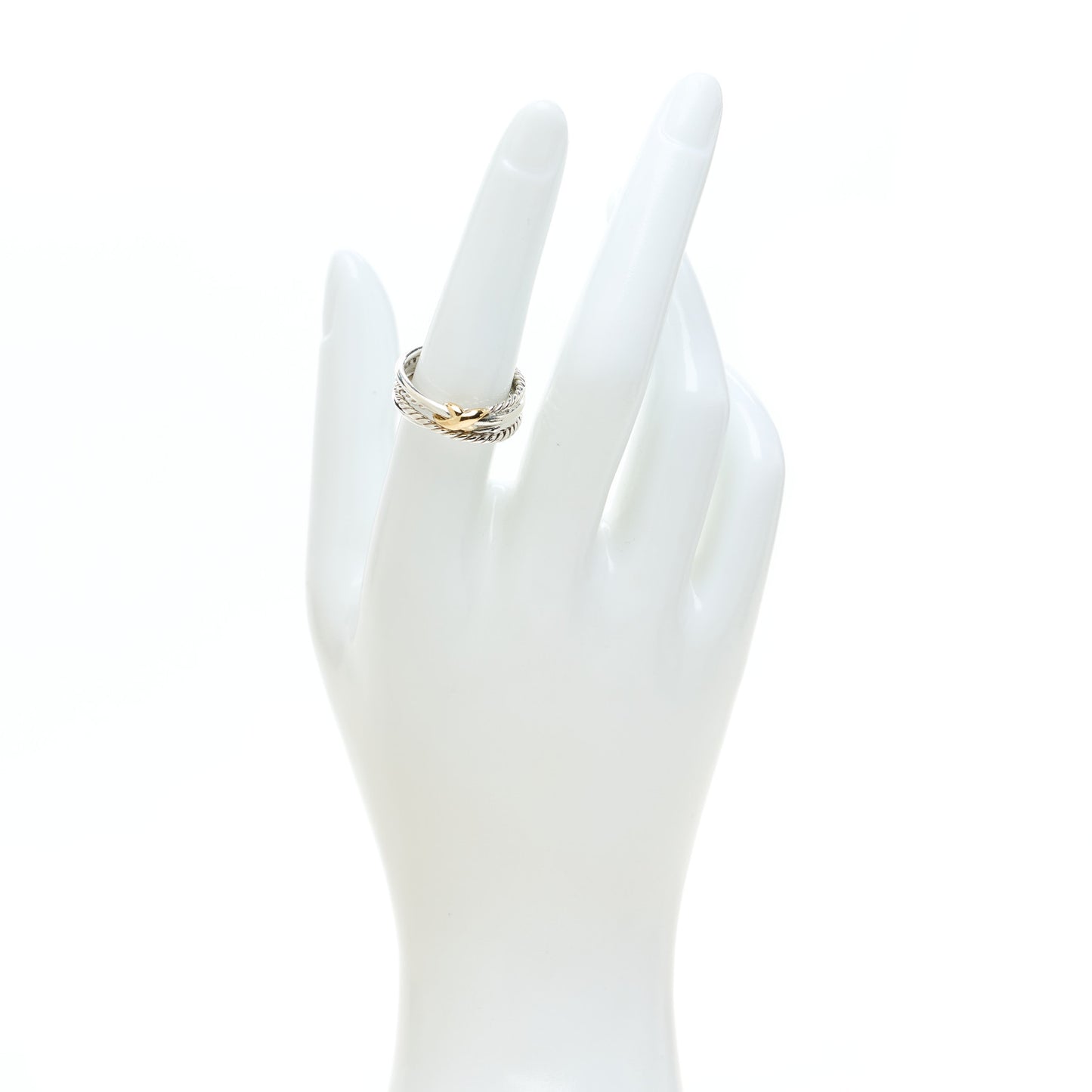 Sterling Silver 18K Yellow Gold 6mm X Crossover Ring 54 7
