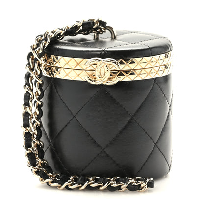 Chanel Metal Lambskin Quilted Mini Lock Frame Vanity Clutch Black 1 of 11