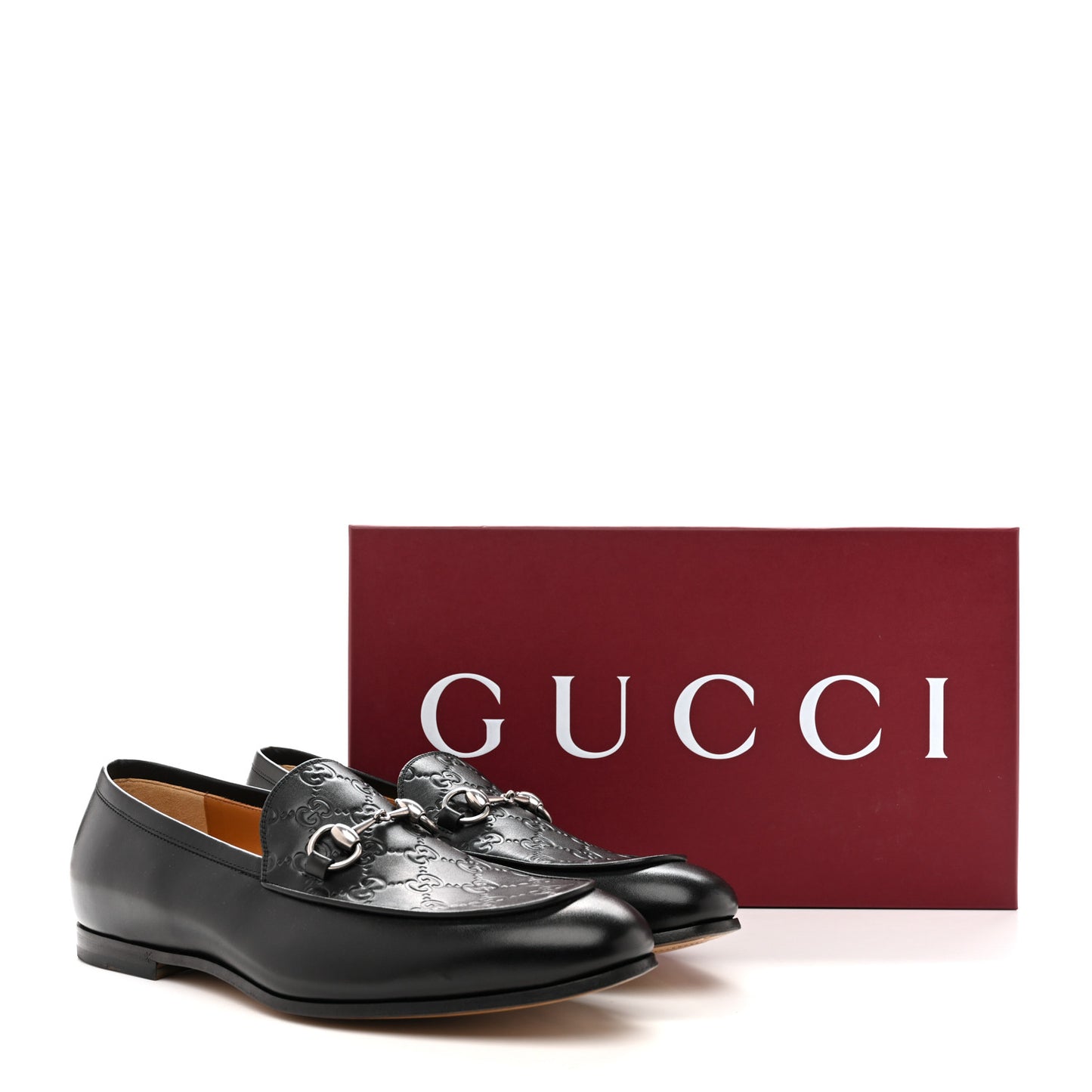 Real Betis Glamour GG Embossed Calfskin Mens Jordy Horsebit Loafers 9 Black