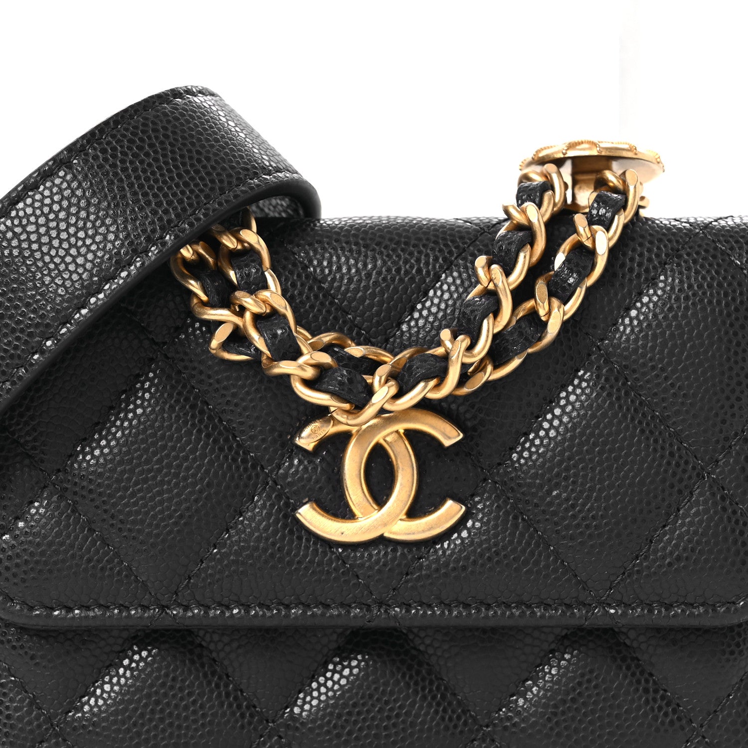 Chanel Caviar Quilted Twist Your Buttons Coin Purse With Chain Navy 9 of 12
