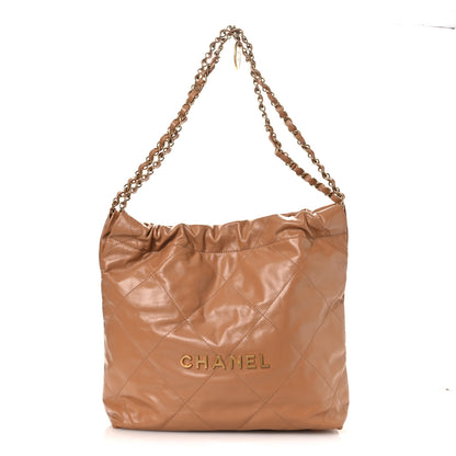 Chanel Shiny Calfskin Quilted Small Chanel 22 Beige 1 of 11
