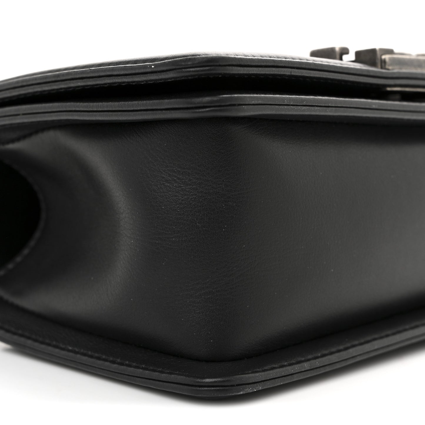 Calfskin Quilted Small Boy Flap Black