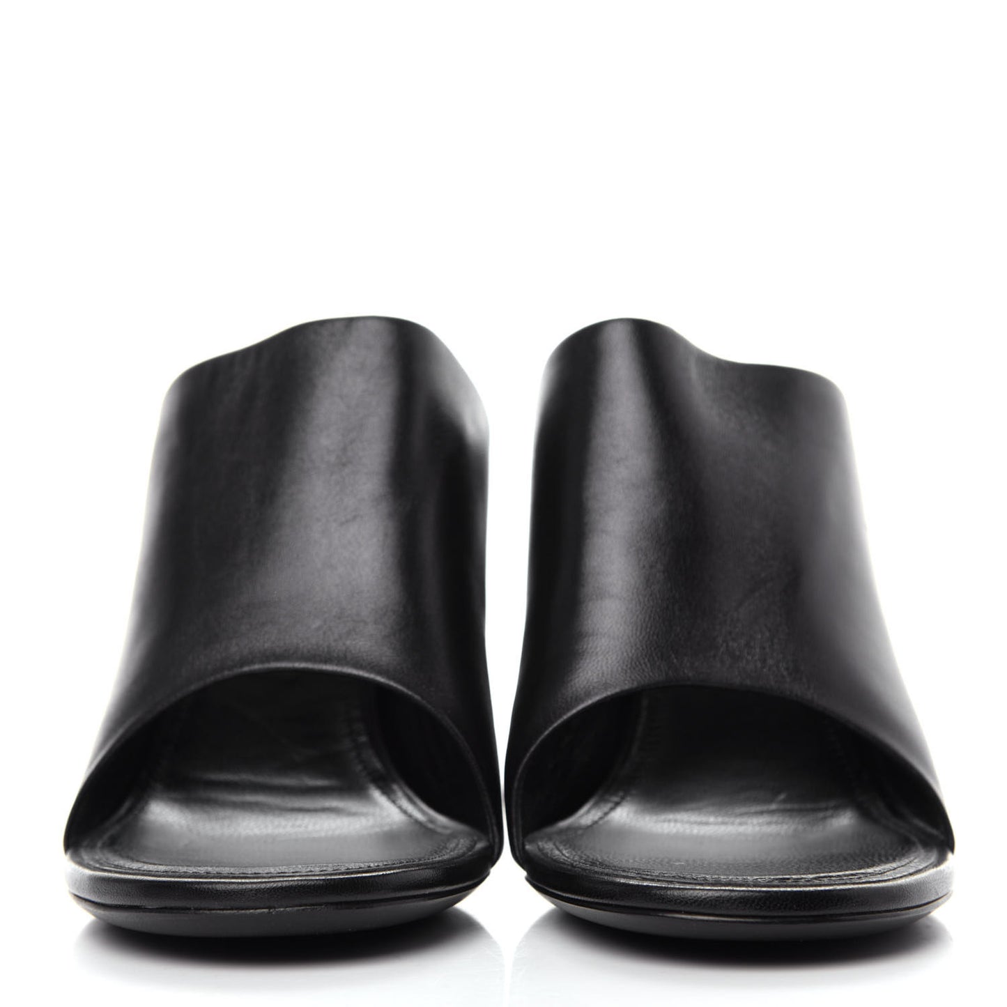 Shiny Sheepskin Oval 90mm Sandals 38.5 Black