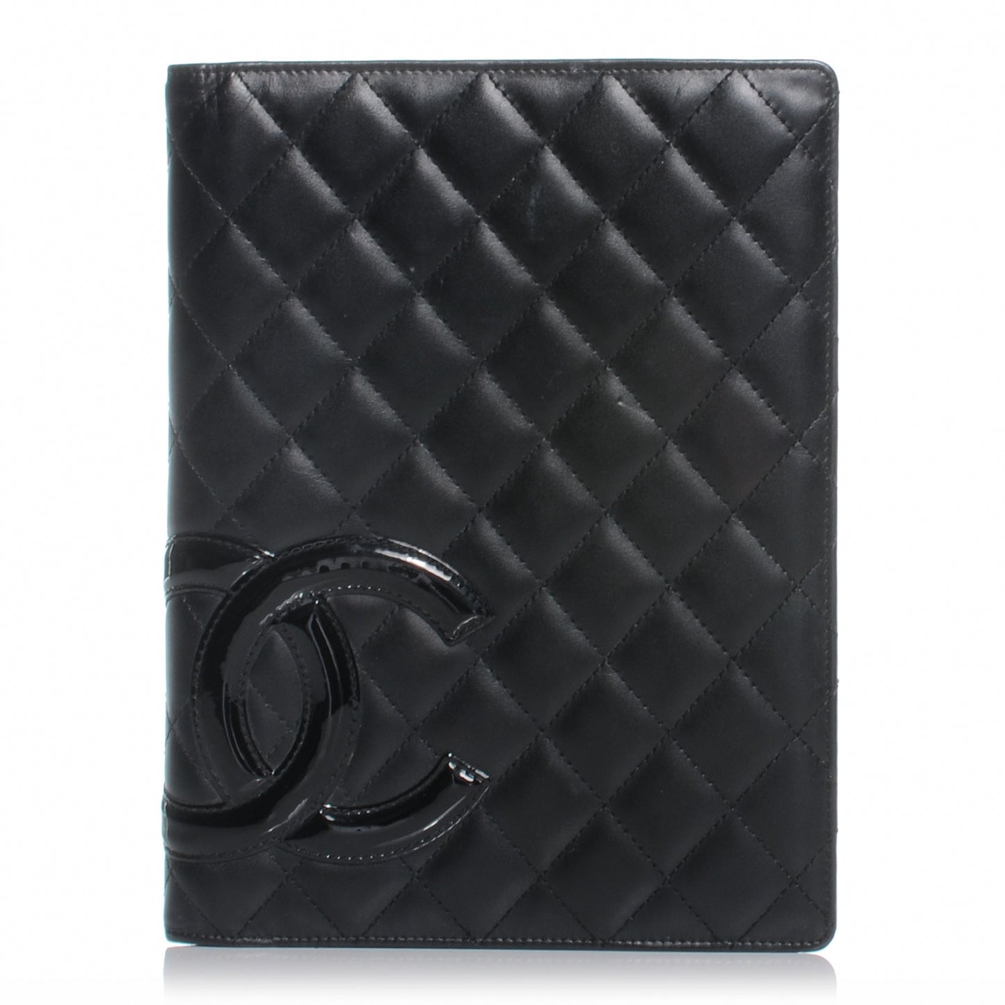 Calfskin Quilted Large Cambon Agenda Planner Black