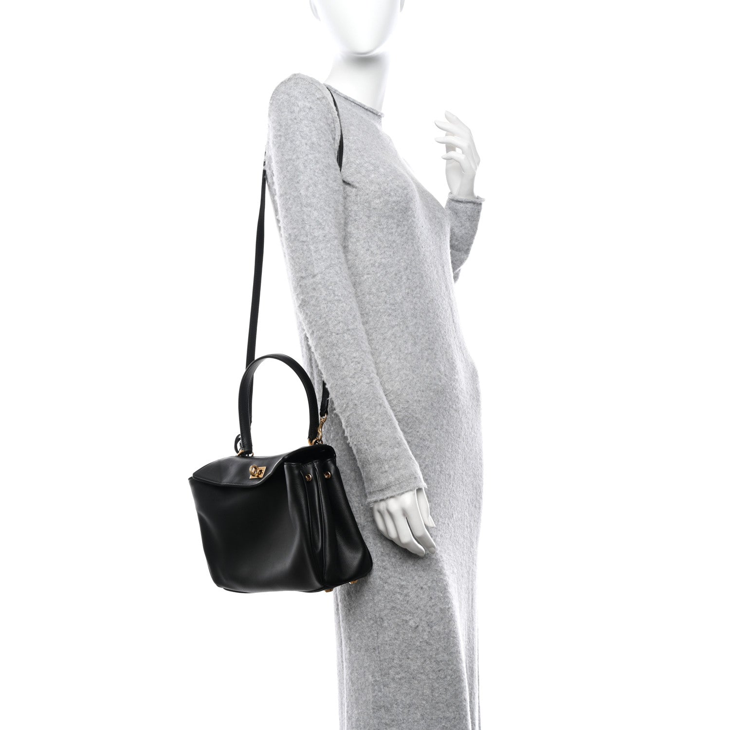 Balenciaga Natural Smooth Calfskin Small Rodeo Top Handle Handbag Black 1 of 10