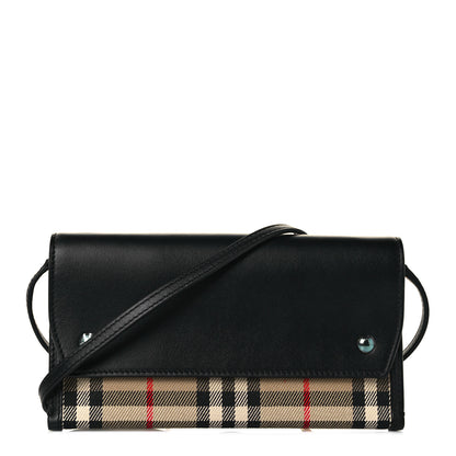 Burberry Calfskin Vintage Check Phone Pocket Crossbody Archive Beige Black 1 of 8