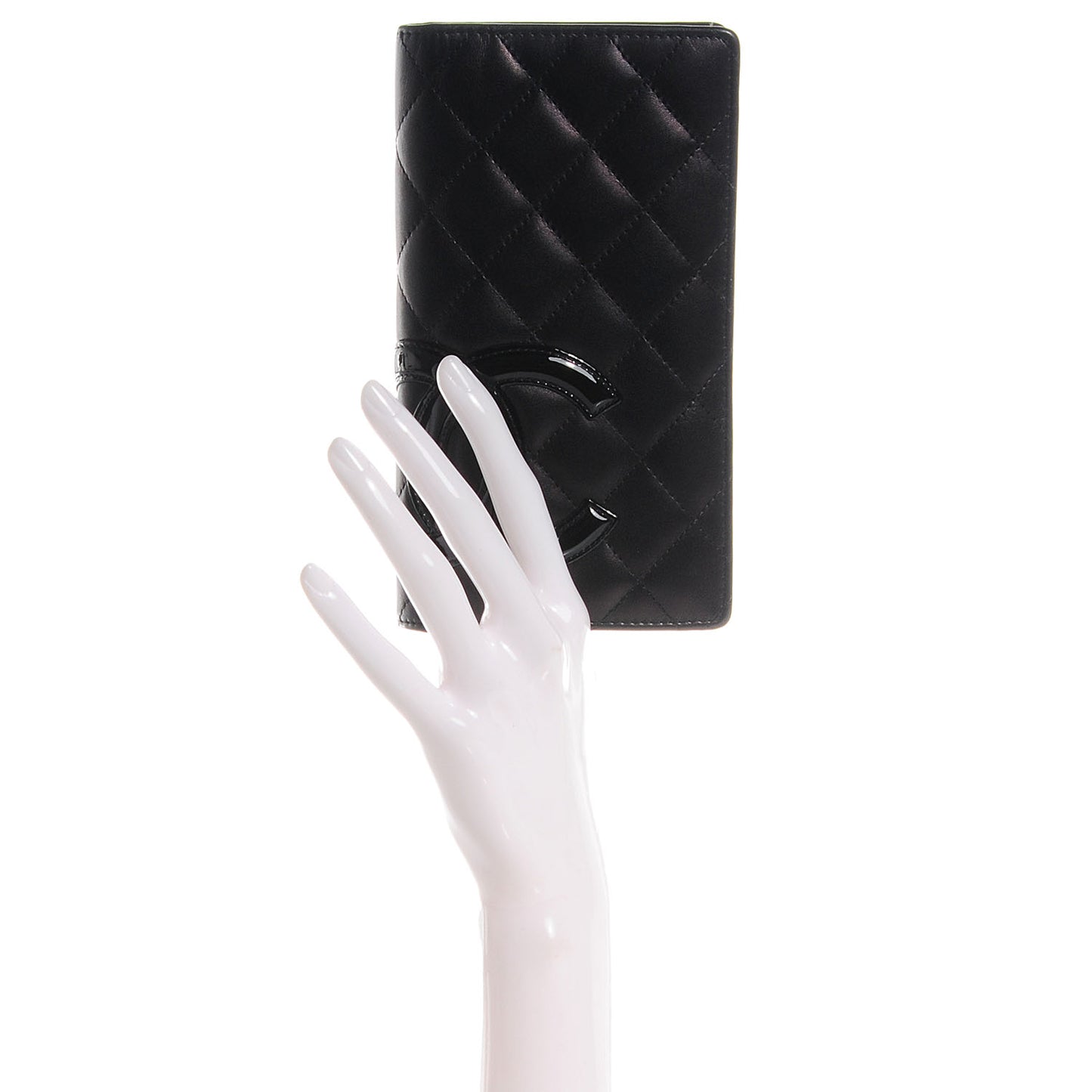 Calfskin Cambon Quilted Yen Wallet Black
