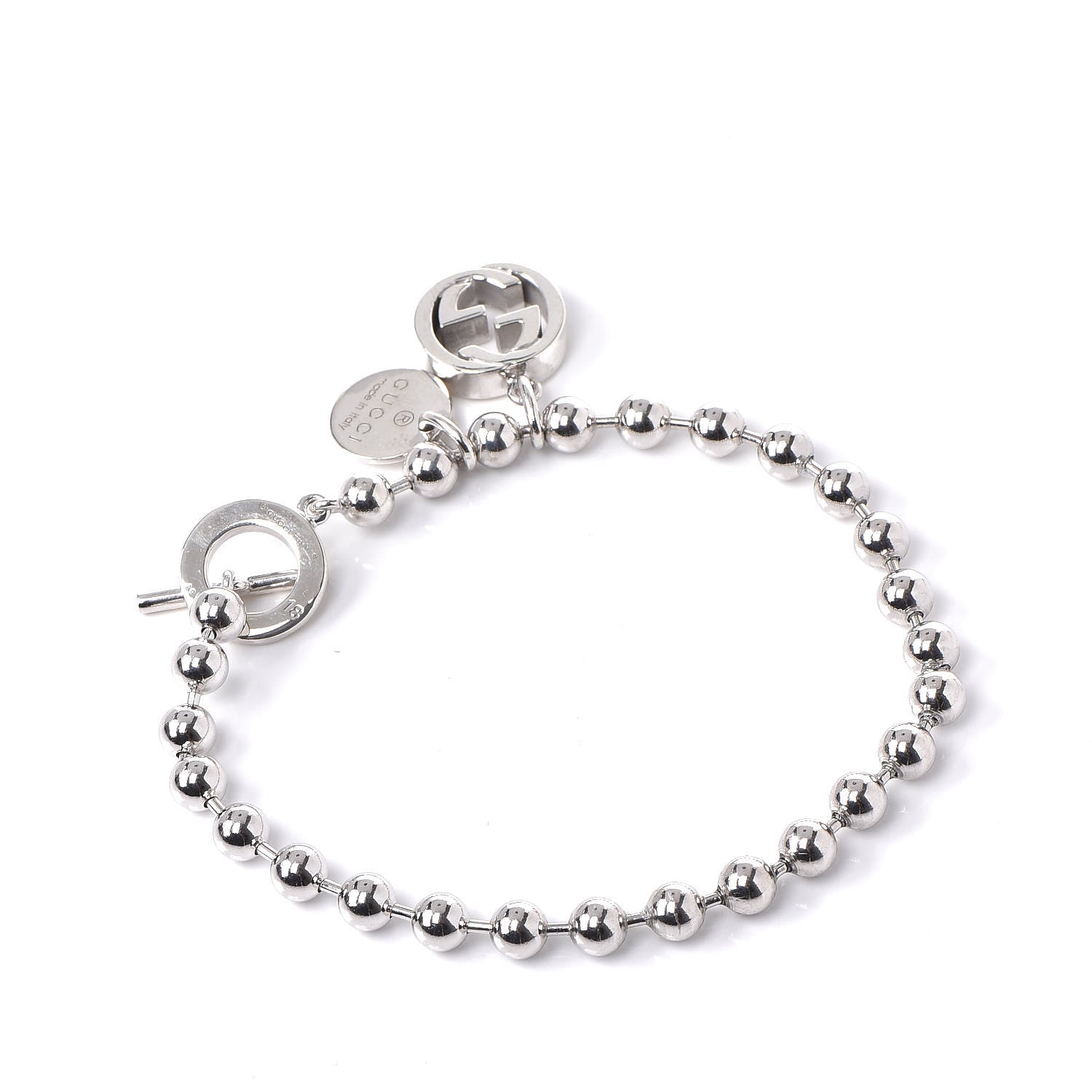 Gucci Sterling Silver Boule Bead Charm Toggle Bracelet 3 of 7