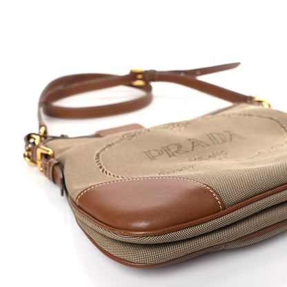 Prada Jacquard Logo Flat Messenger Bag Corda Brandy 7 of 8