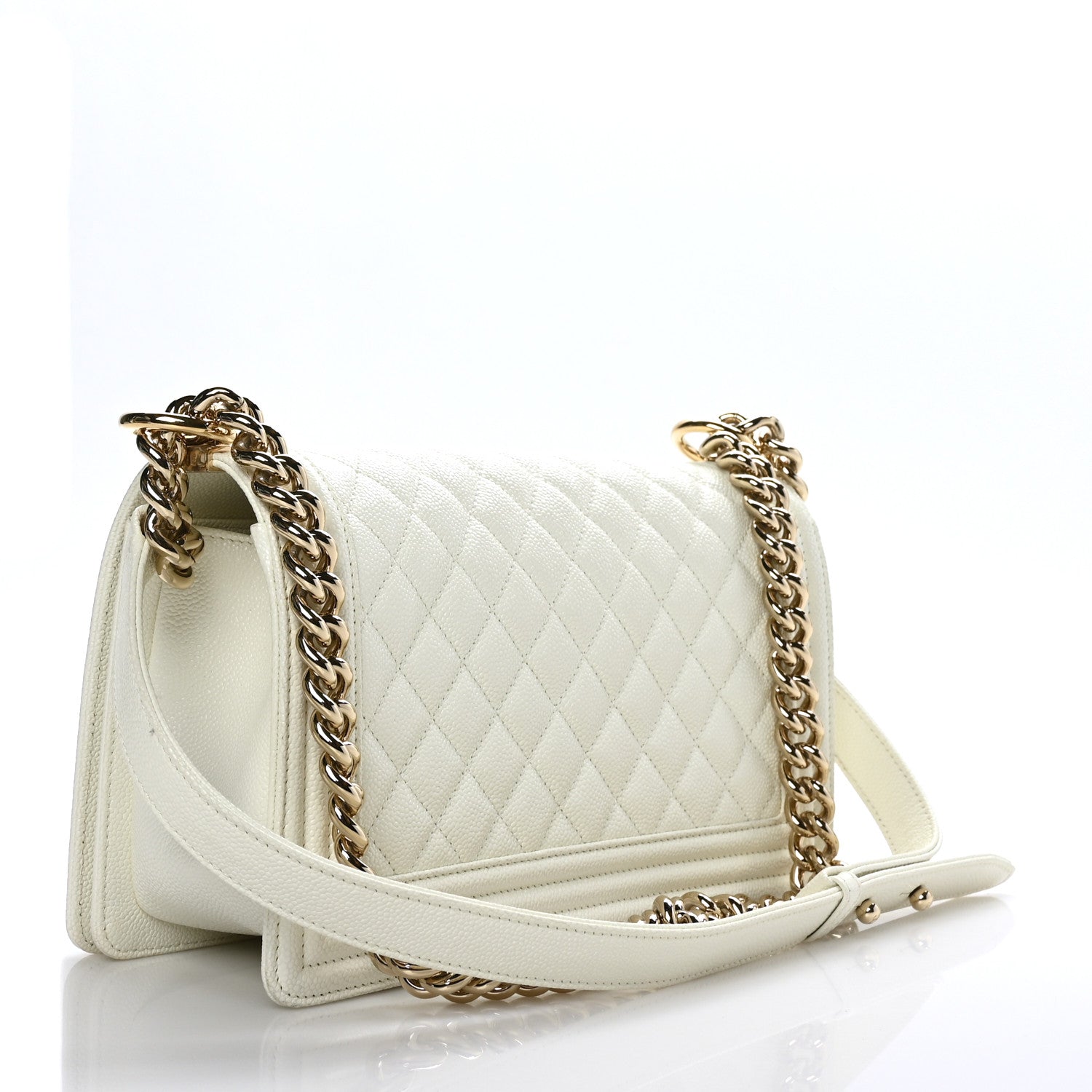 Chanel Caviar Quilted Medium Boy Flap White 3 of 10