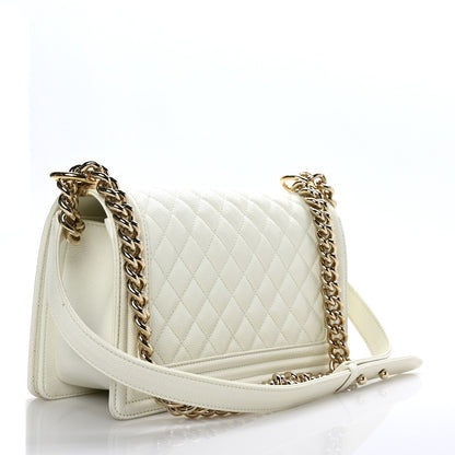Chanel Caviar Quilted Medium Boy Flap White 3 of 10