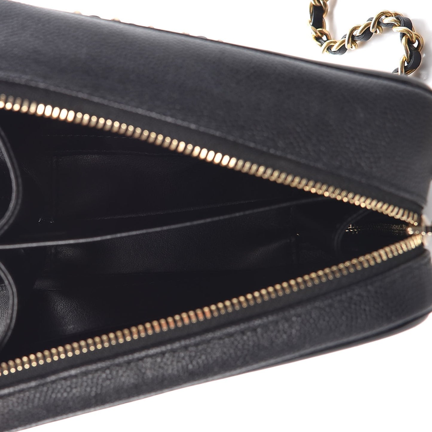 Caviar Quilted CC Filigree Vanity Clutch With Chain Black