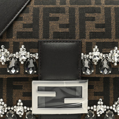 Fendi Fabric Jacquard FF 1974 Crystal Embellished Baguette Tobacco Moro Multicolor 7 of 9