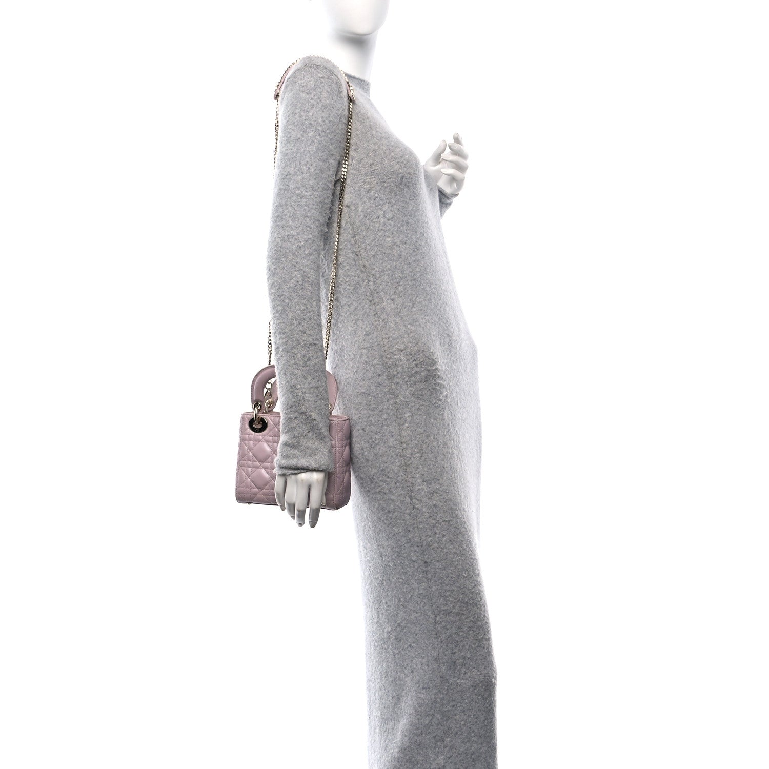 Christian Dior Metallic Lambskin Cannage Mini Lady Dior Lotus 2 of 10