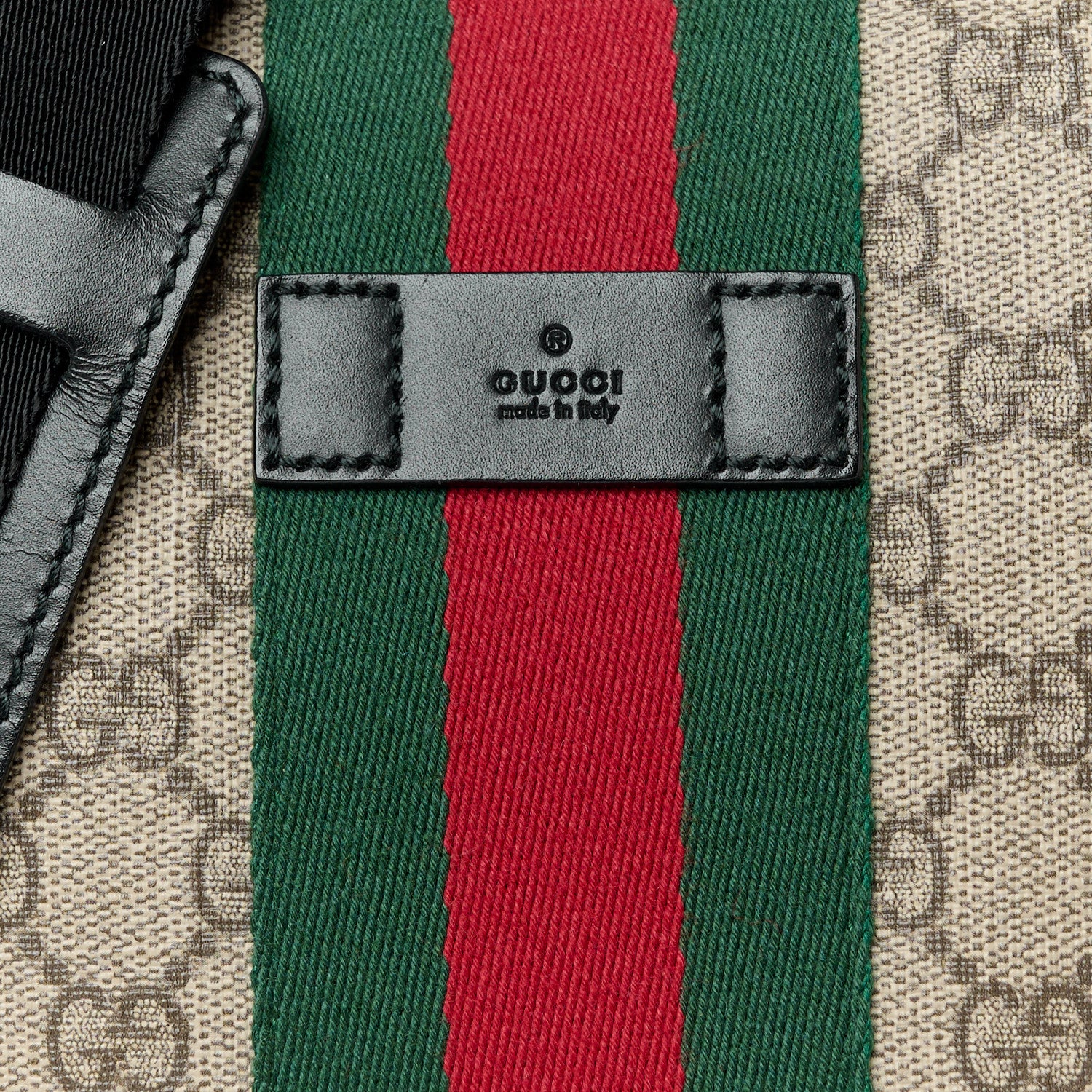 Gucci GG Supreme Monogram Web Messenger Bag Black 9 of 11