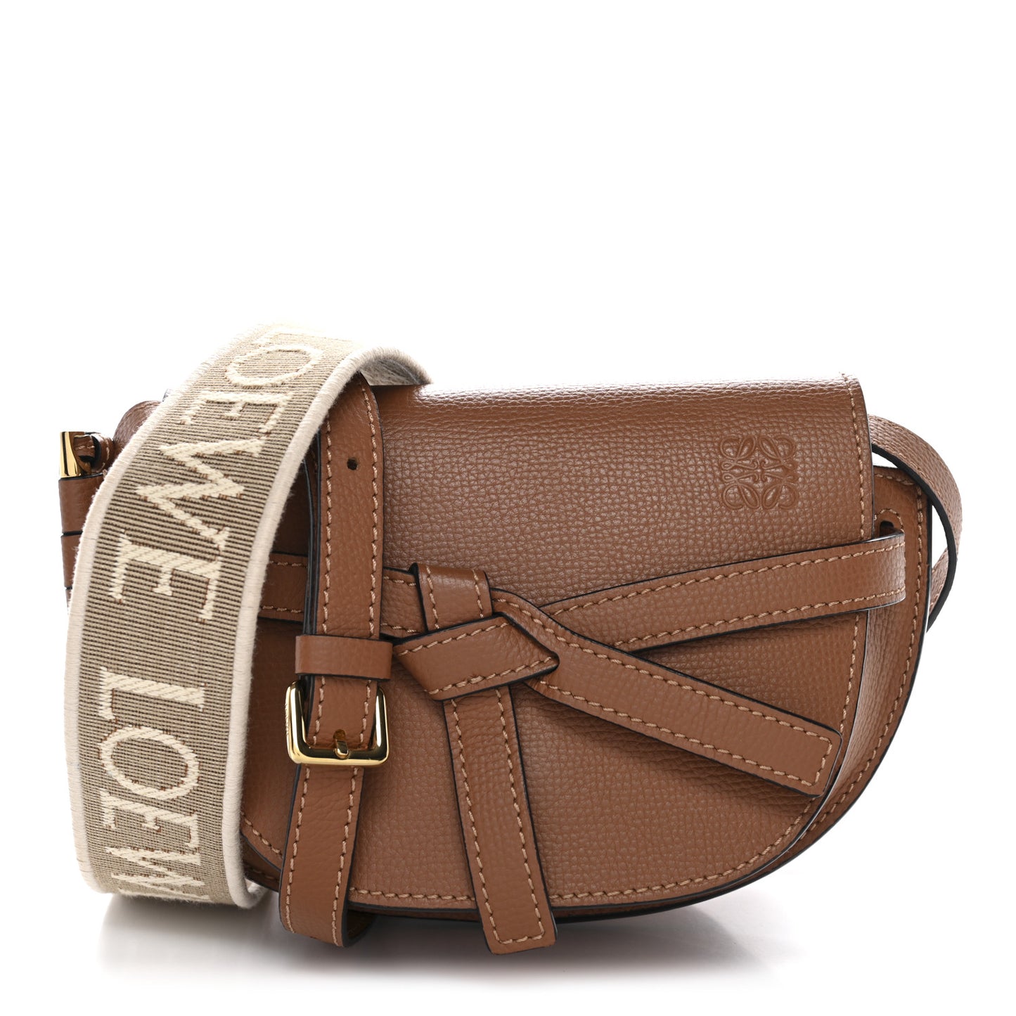 Calfskin Jacquard Mini Gate Dual Bag Tan