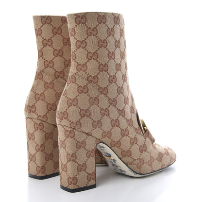 Gucci Monogram Malaga Kid GG Victoire 95mm Ankle Boots 37.5 Beige Ruggine Rust 4 of 8