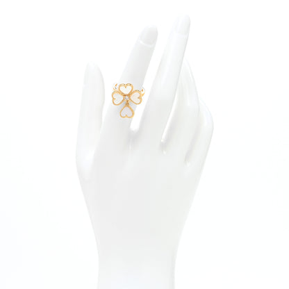 Van Cleef & Arpels 18K Yellow Gold Diamond Mother of Pearl Sweet Alhambra Effeuillage Ring 52 6 2 of 5