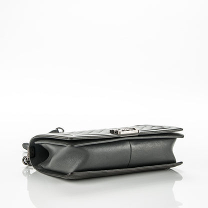 Chanel Goatskin Patent Quilted New Medium Boy Flap Grey 5 of 14