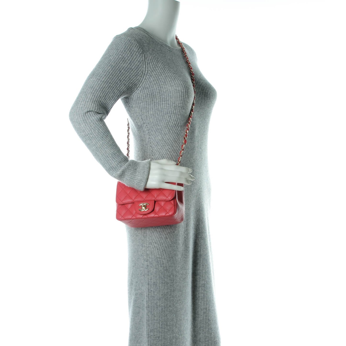 Caviar Quilted Mini Square Flap Dark Pink