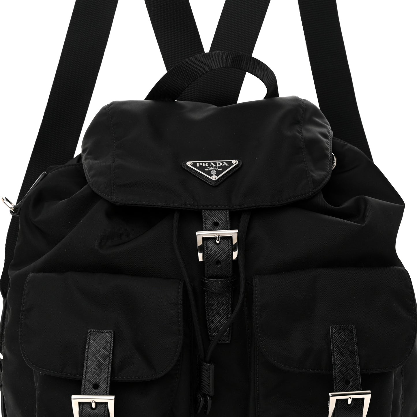 Re-Nylon Tessuto Saffiano Medium Backpack Black