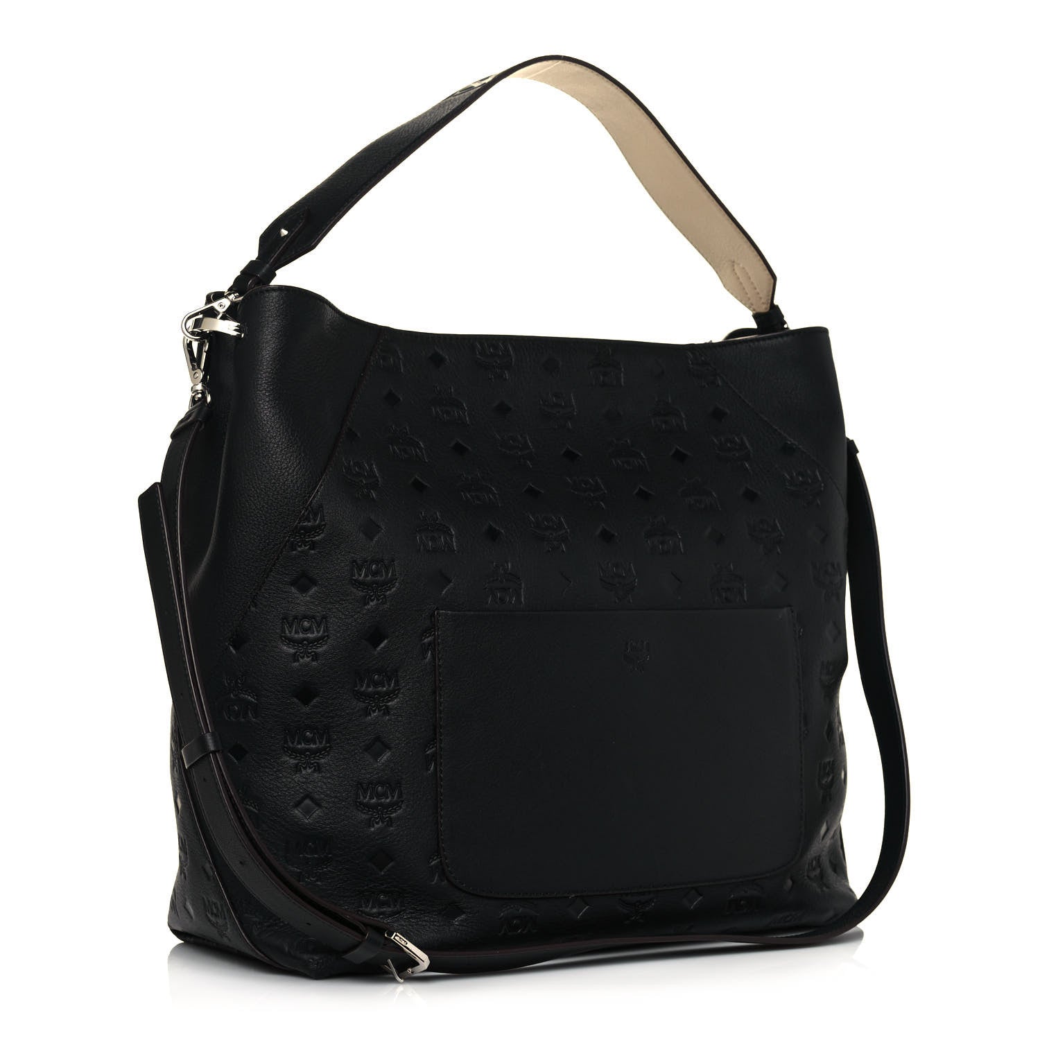 MCM Calfskin Ottomar Monogram Medium Klara Hobo Black 3 of 11