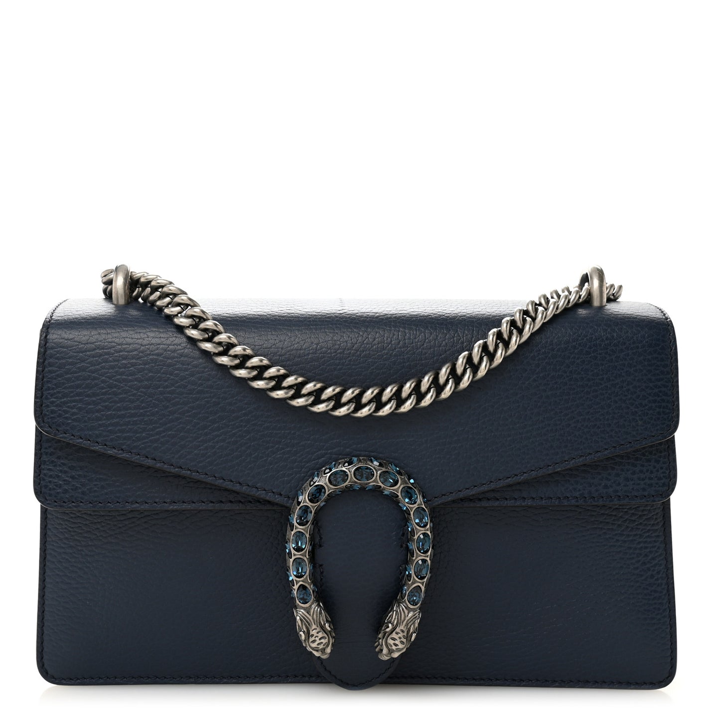 Pebbled Calfskin Small Dionysus Shoulder Bag Blue Agata