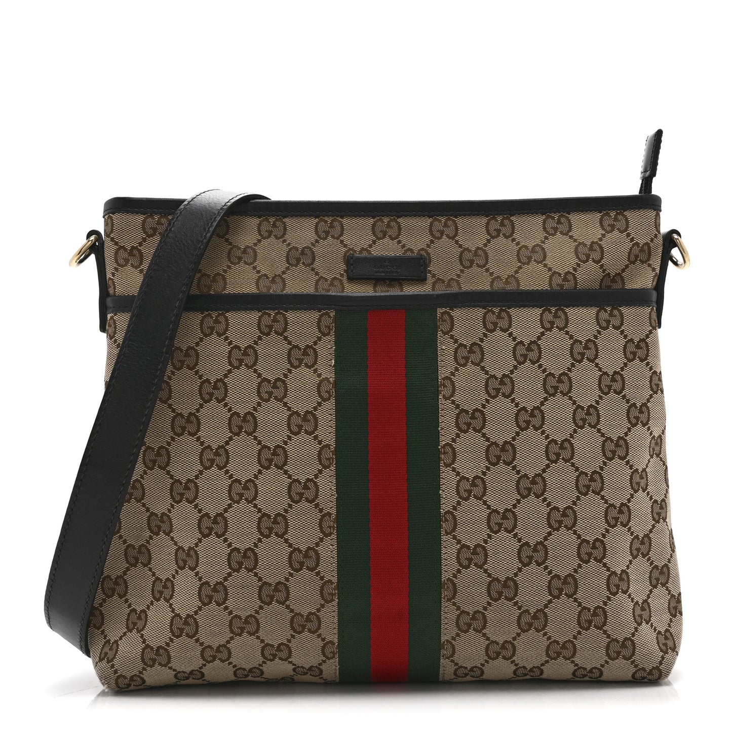 GG Monogram Web Flat Messenger Bag Black