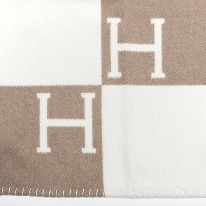 Hermes Wool Cashmere Avalon Baby Blanket Noisette Moyen White 3 of 3