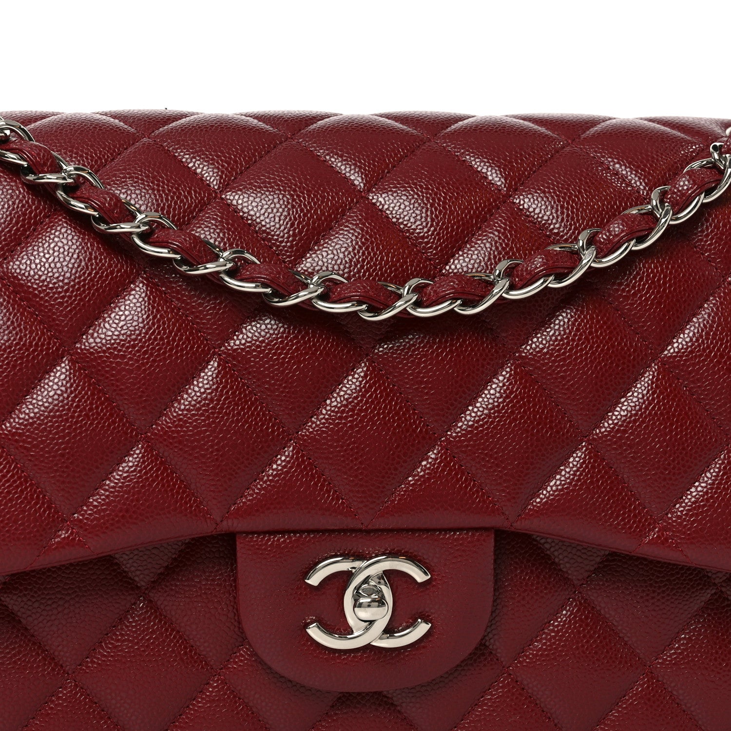 Chanel Caviar Quilted Jumbo Double Flap Burgundy 7 of 10
