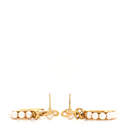 Chanel Pearl Heart CC Drop Earrings Gold 3 of 7