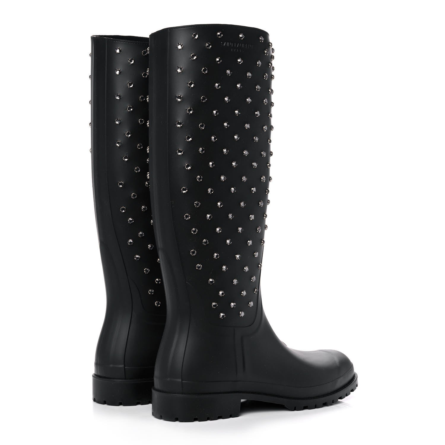 Saint Laurent Rubber Studded Festival Rain Boots 42 Black 4 of 10