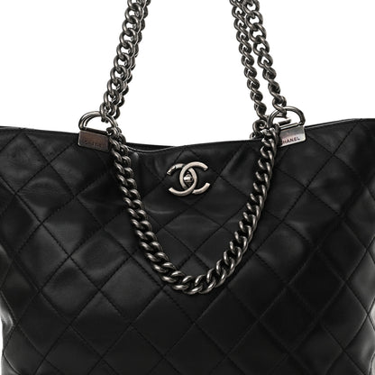 Chanel Calfskin Quilted Large Shopping In Chains Tote Black 8 of 11