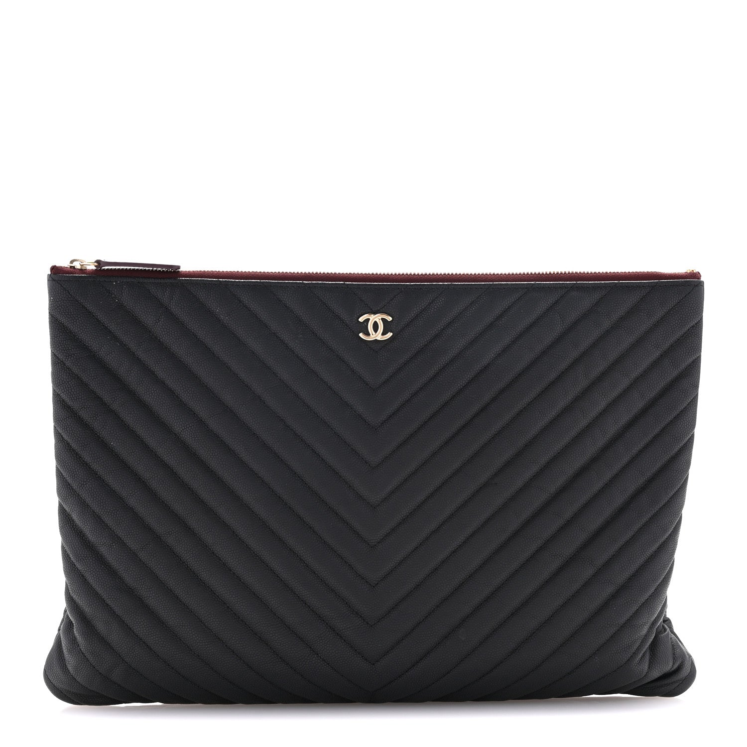Chanel Caviar Chevron Quilted Large Cosmetic Case Black 1 of 11