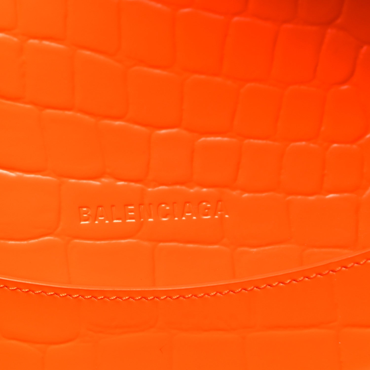Balenciaga Semi Shiny Calfskin Crocodile Embossed Neo Classic Silver Hardware Large Top Handle Bag Orange 6 of 7