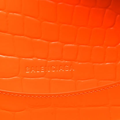 Balenciaga Semi Shiny Calfskin Crocodile Embossed Neo Classic Silver Hardware Large Top Handle Bag Orange 6 of 7
