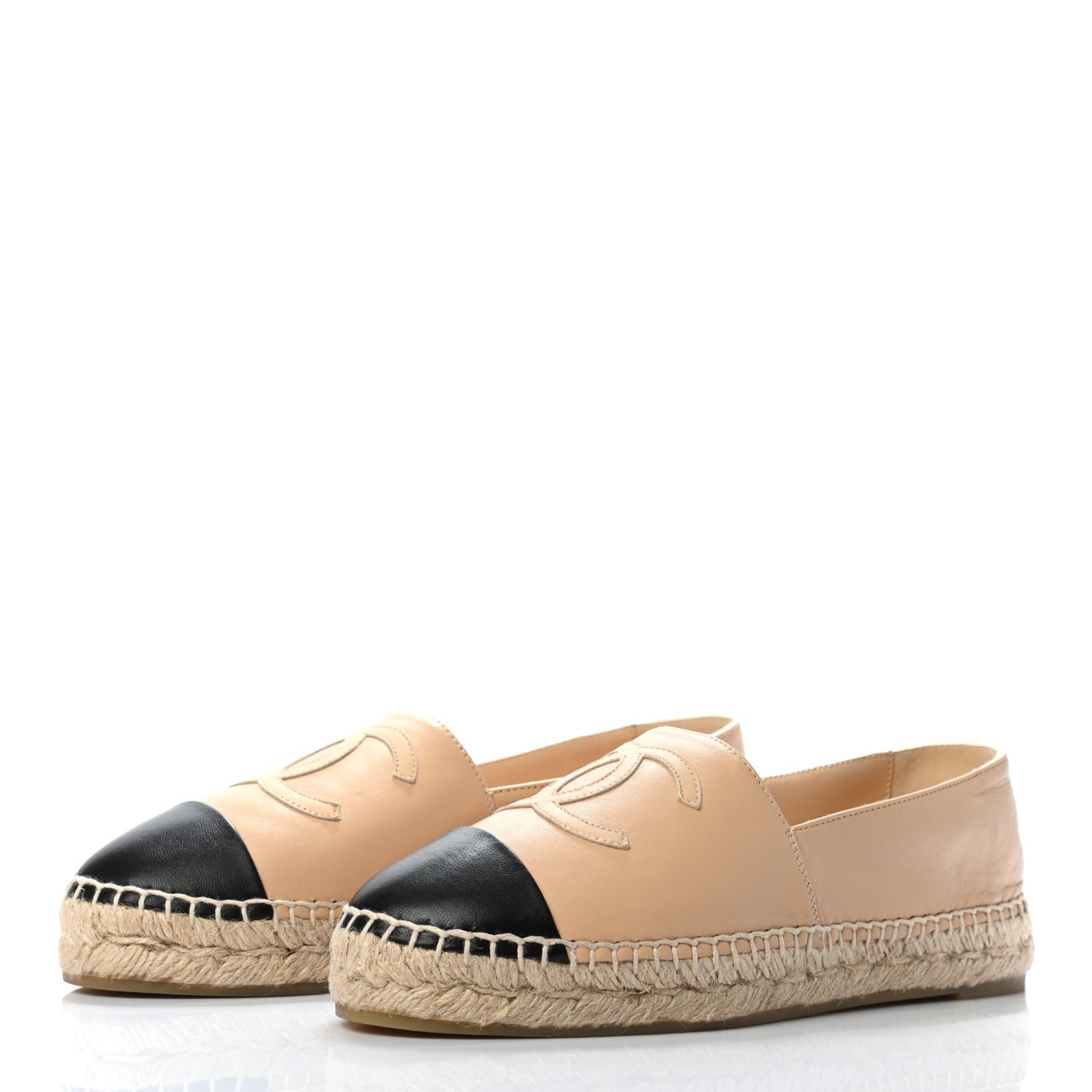 Lambskin CC Espadrilles 37 Beige Black
