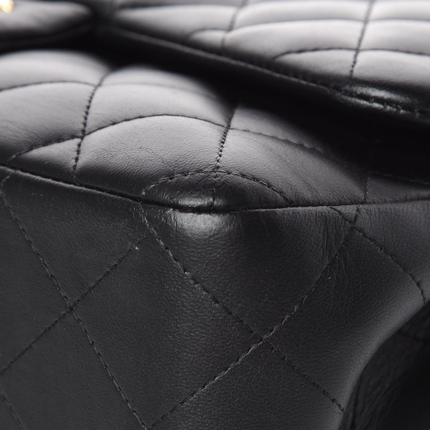 Lambskin Quilted Jumbo Double Flap Black